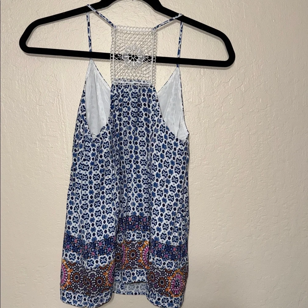 Blue Rain Patterned Blue and White tank top - Picture 3 of 5